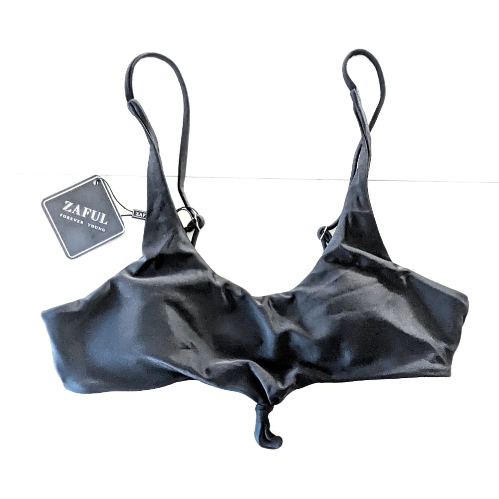 NWT Zaful Black Tie Knot Swim Top